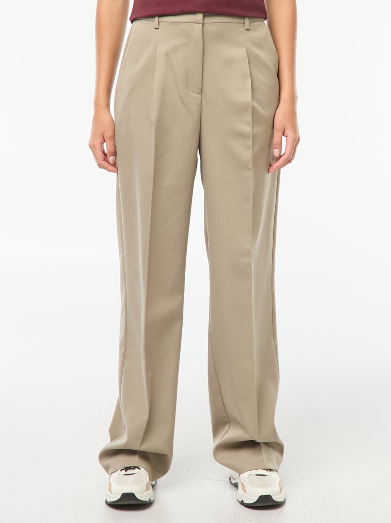 Pantalon de tailleur coupe large Vert - Kiabi