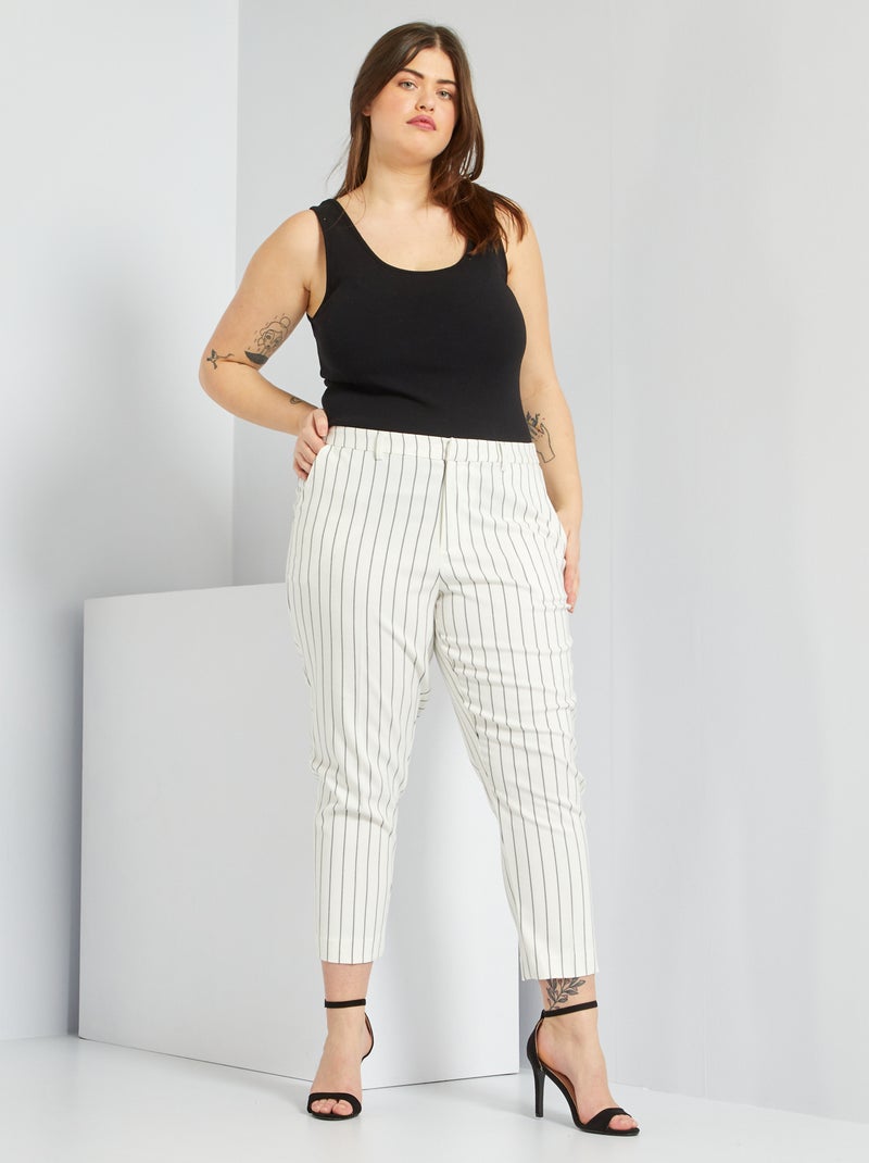 Pantalon de tailleur rayé blanc - Kiabi