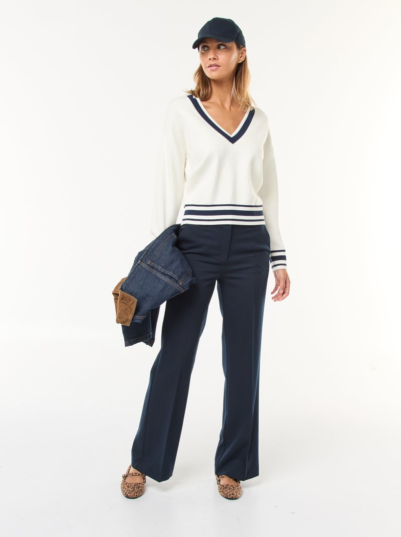 Pantalon de tailleur uni coupe droite Bleu - Kiabi