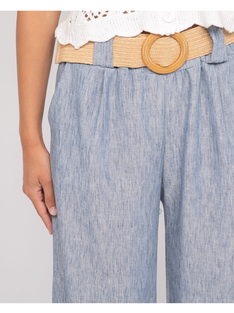 Pantalon de ville et ceinture ELOUVE Bleu - Kiabi