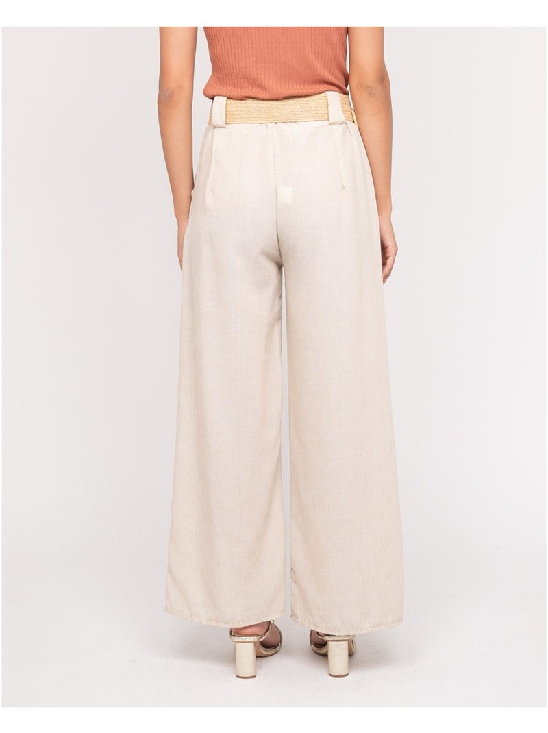 Pantalon de ville et ceinture ELOUVE Ecru - Kiabi