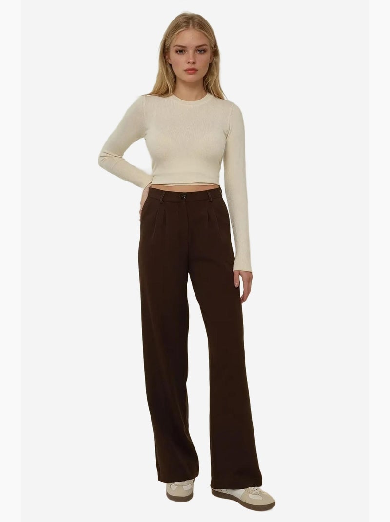 Pantalon décontracté à jambes larges hiccup Marron - Kiabi