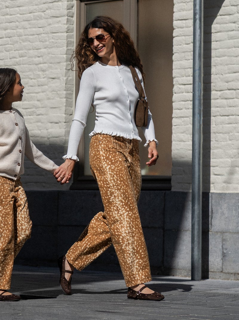 Pantalon denim à motif Beige - Kiabi