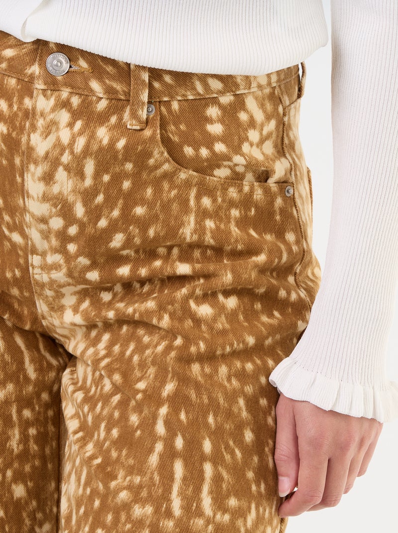 Pantalon denim à motif Beige - Kiabi