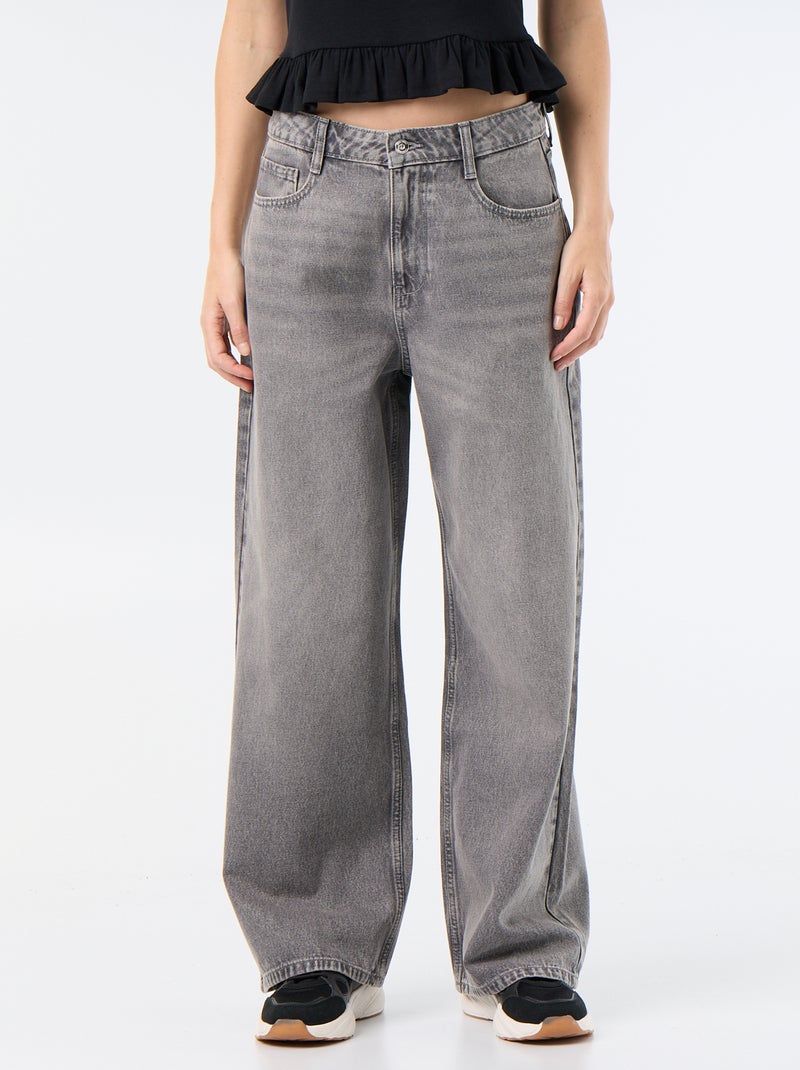 Pantalon denim baggy Gris - Kiabi