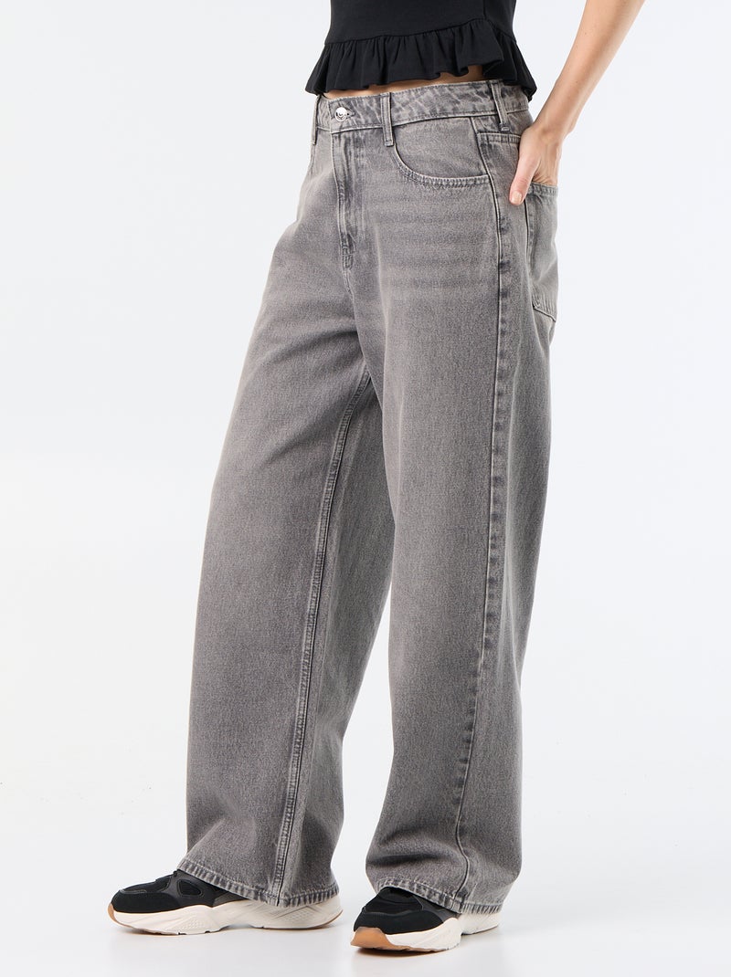 Pantalon denim baggy Gris - Kiabi