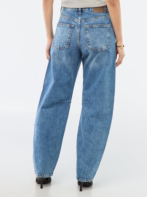 Pantalon denim barrel en coton - Kiabi