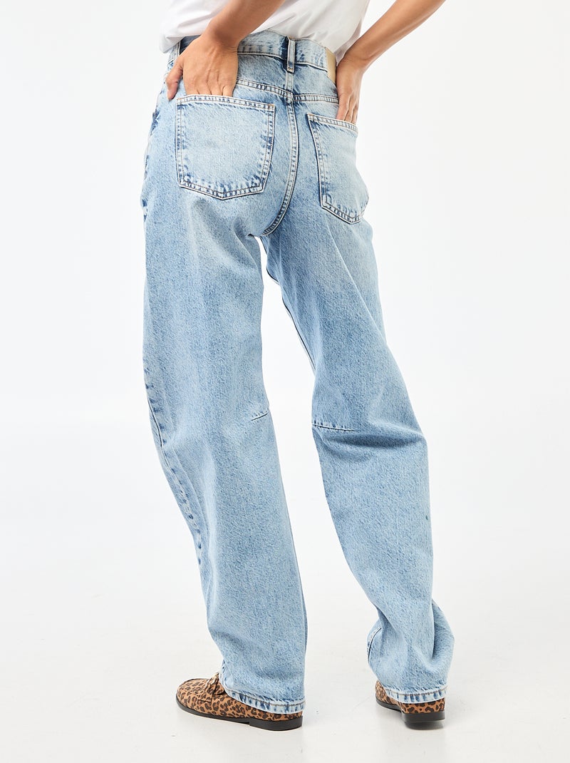 Pantalon denim barrel en coton Bleu - Kiabi