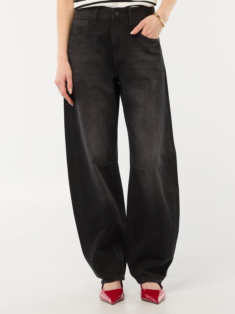 Pantalon denim barrel en coton Gris - Kiabi
