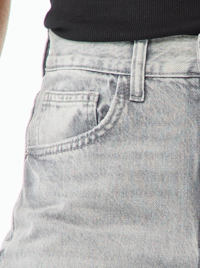 Pantalon denim barrel en coton Gris - Kiabi