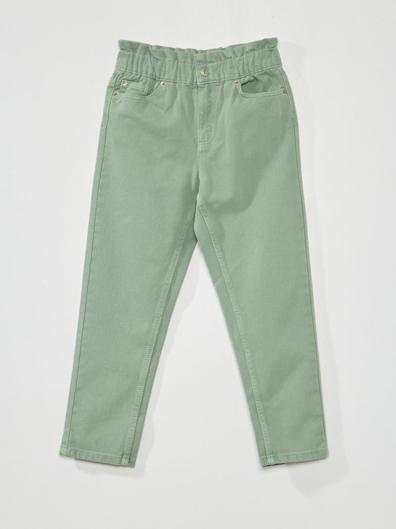 Pantalon denim coupe mom Vert - Kiabi