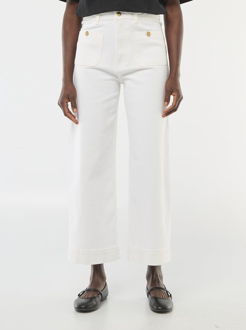 Pantalon denim cropped avec boutons - Kiabi