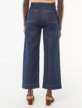 Pantalon denim cropped avec boutons