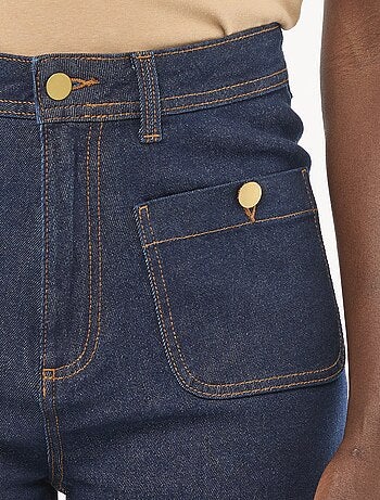 Pantalon denim cropped avec boutons