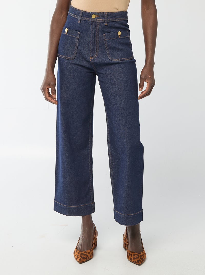 Pantalon denim cropped avec boutons Rince - Kiabi