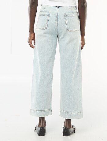 Pantalon denim cropped avec boutons