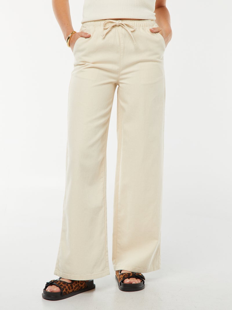 Pantalon denim élastiqué BLANC - Kiabi