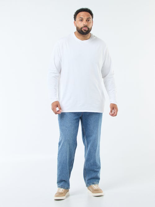 Pantalon denim fit relaxed 5 poches - Kiabi