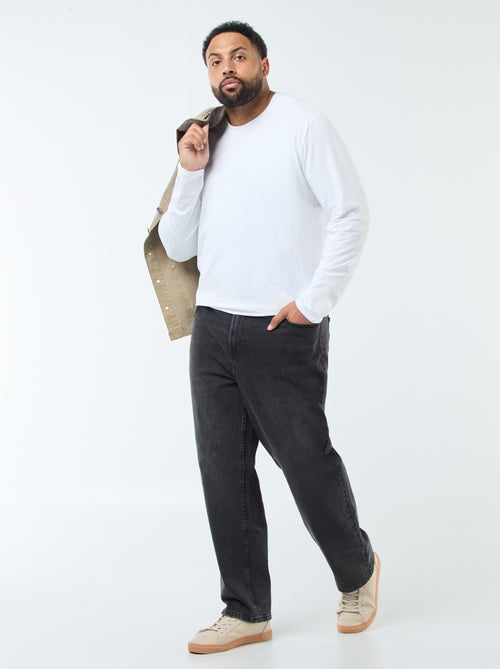 Pantalon denim fit relaxed 5 poches - Kiabi