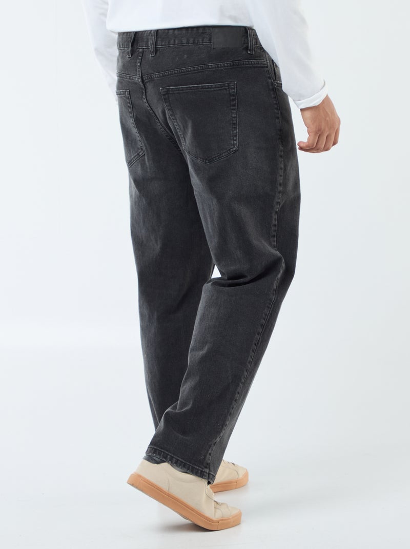 Pantalon denim fit relaxed 5 poches Noir - Kiabi