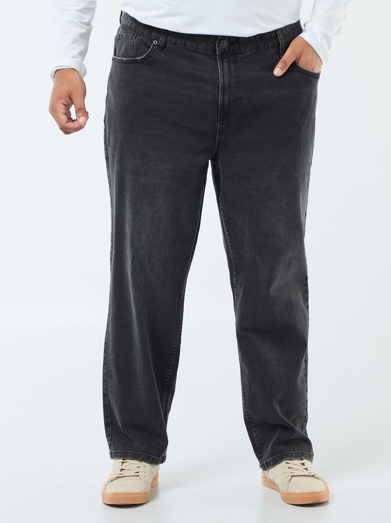 Pantalon denim fit relaxed 5 poches Noir - Kiabi