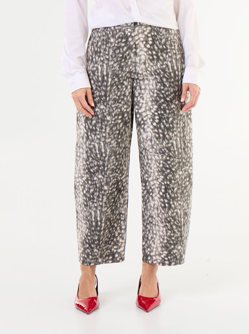 Pantalon denim forme boule taille haute à motif Gris - Kiabi