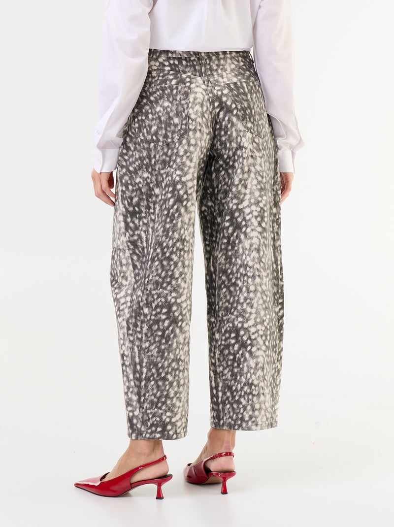 Pantalon denim forme boule taille haute à motif Gris - Kiabi