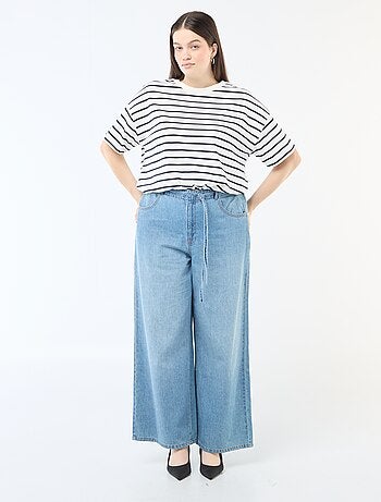 Pantalon denim / jean taille basse et coupe large