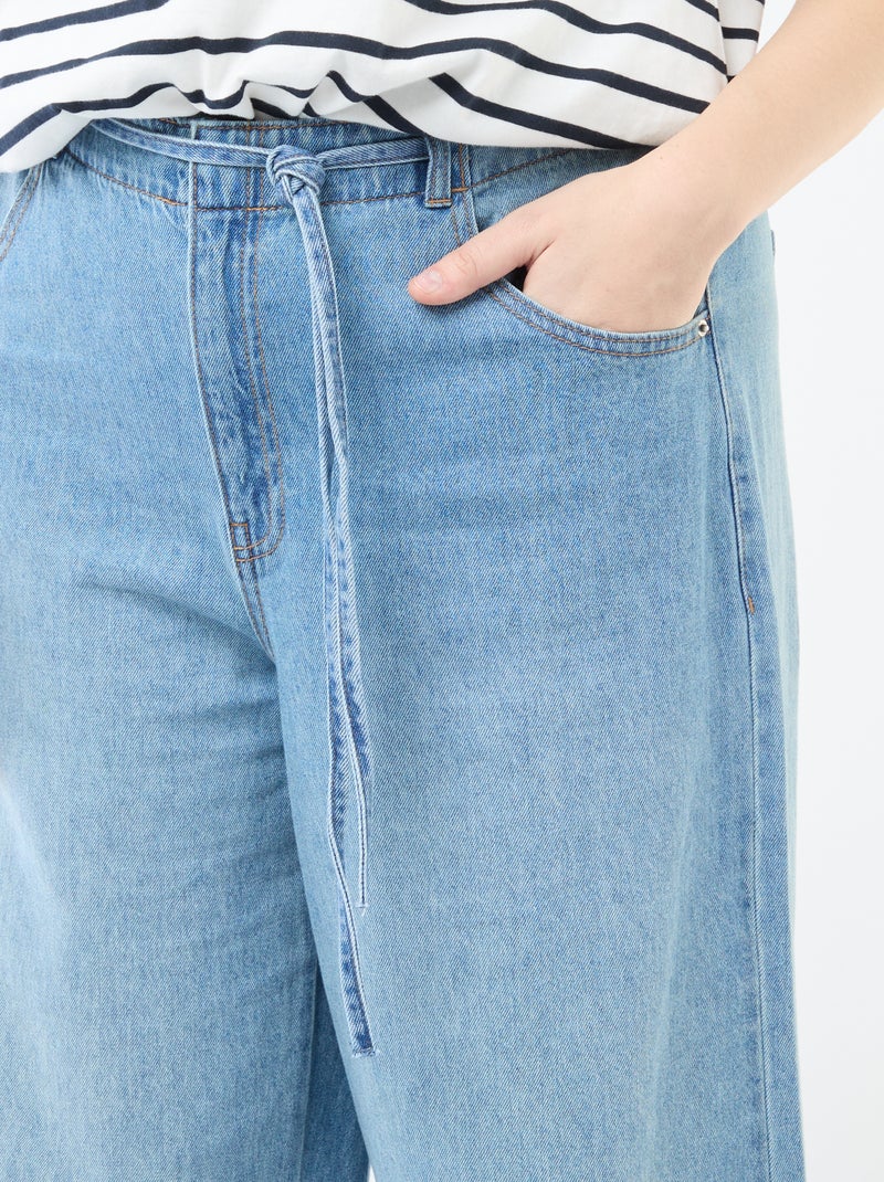 Pantalon denim / jean  taille basse et coupe large Bleu - Kiabi