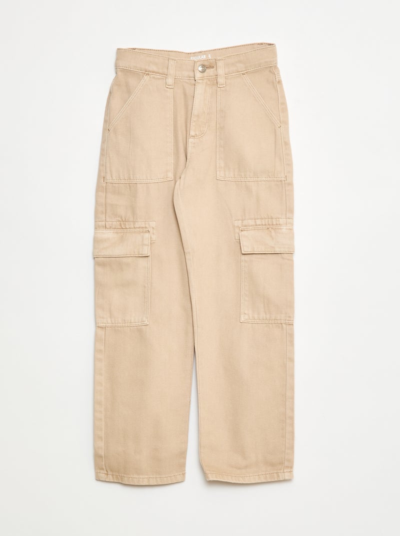 Pantalon denim multipoches Beige - Kiabi