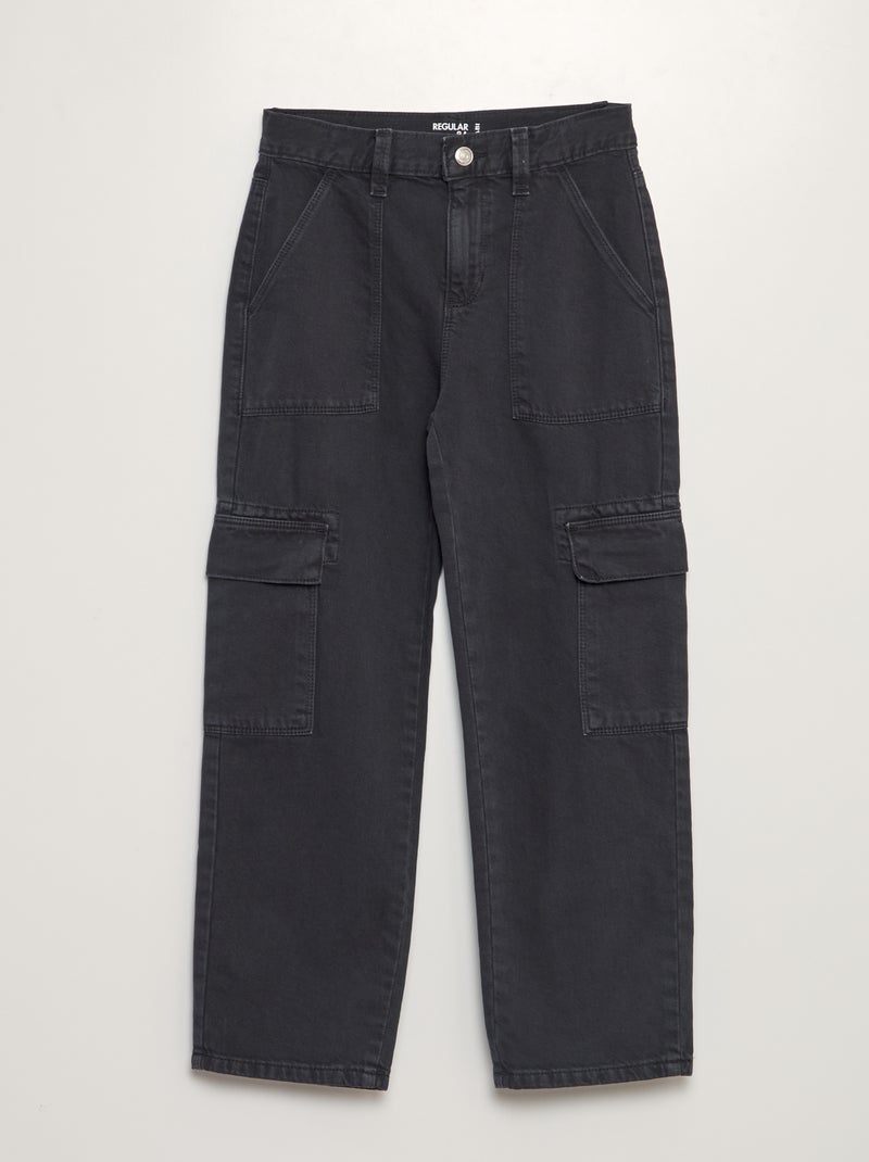 Pantalon denim multipoches gris foncé - Kiabi