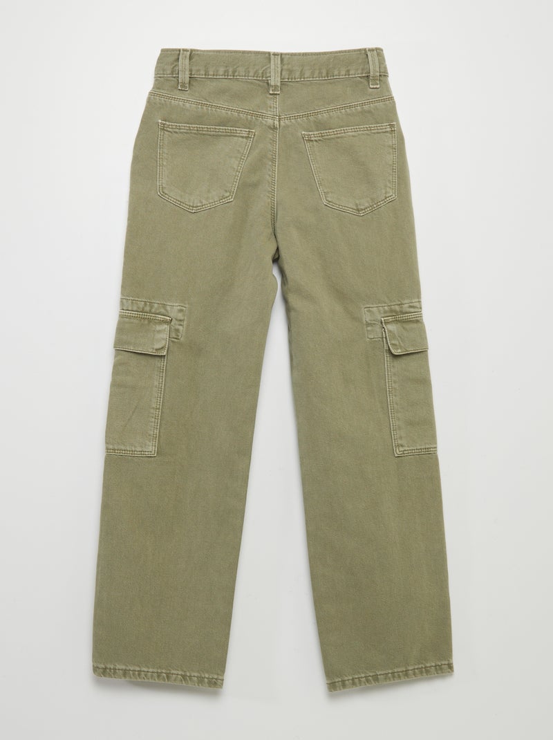 Pantalon denim multipoches Vert lichen - Kiabi