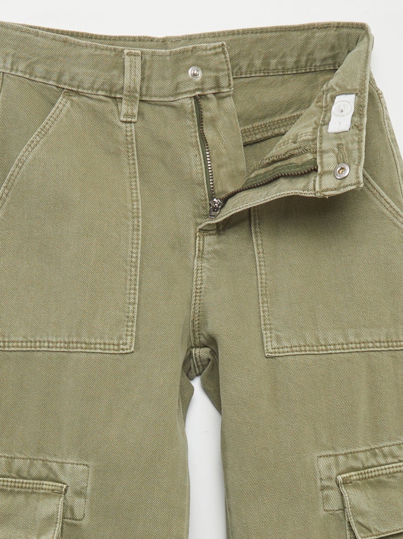 Pantalon denim multipoches Vert lichen - Kiabi