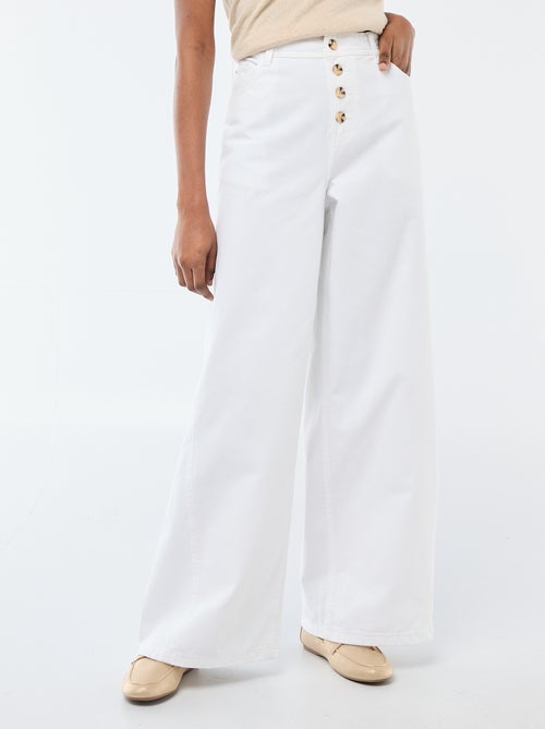 Pantalon denim palazzo avec détails - Kiabi