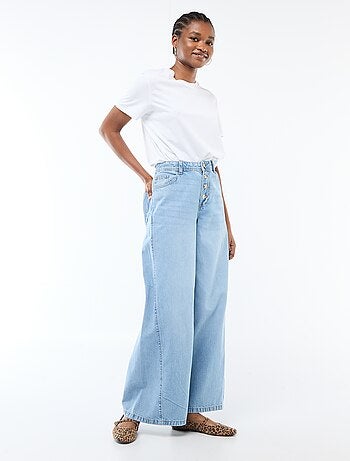Pantalon denim palazzo avec détails