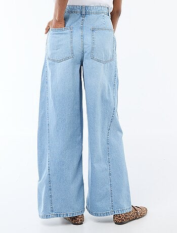 Pantalon denim palazzo avec détails
