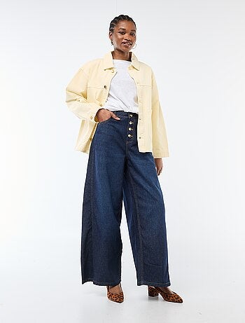 Pantalon denim palazzo avec détails