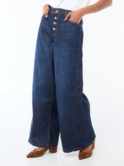 Pantalon denim palazzo avec détails - Kiabi