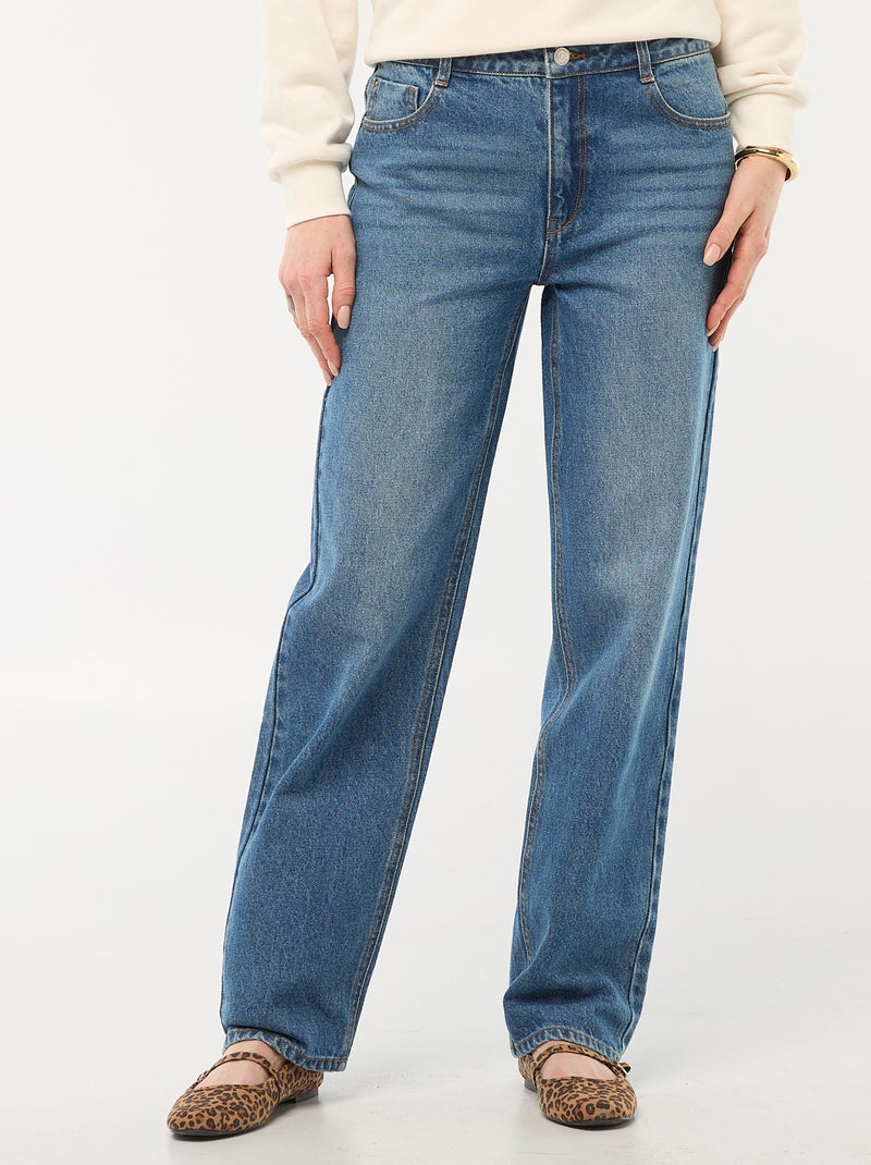 Pantalon denim regular en coton - L34 Bleu - Kiabi