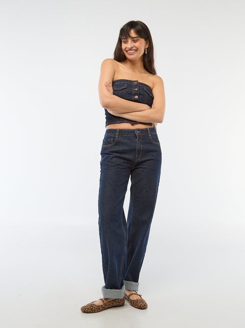 Pantalon denim regular en coton - L34 - Kiabi