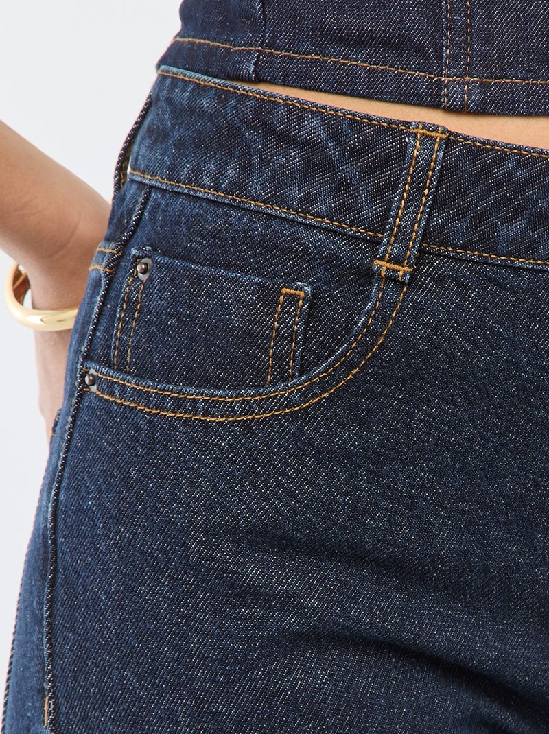 Pantalon denim regular en coton - L34 Bleu foncé - Kiabi