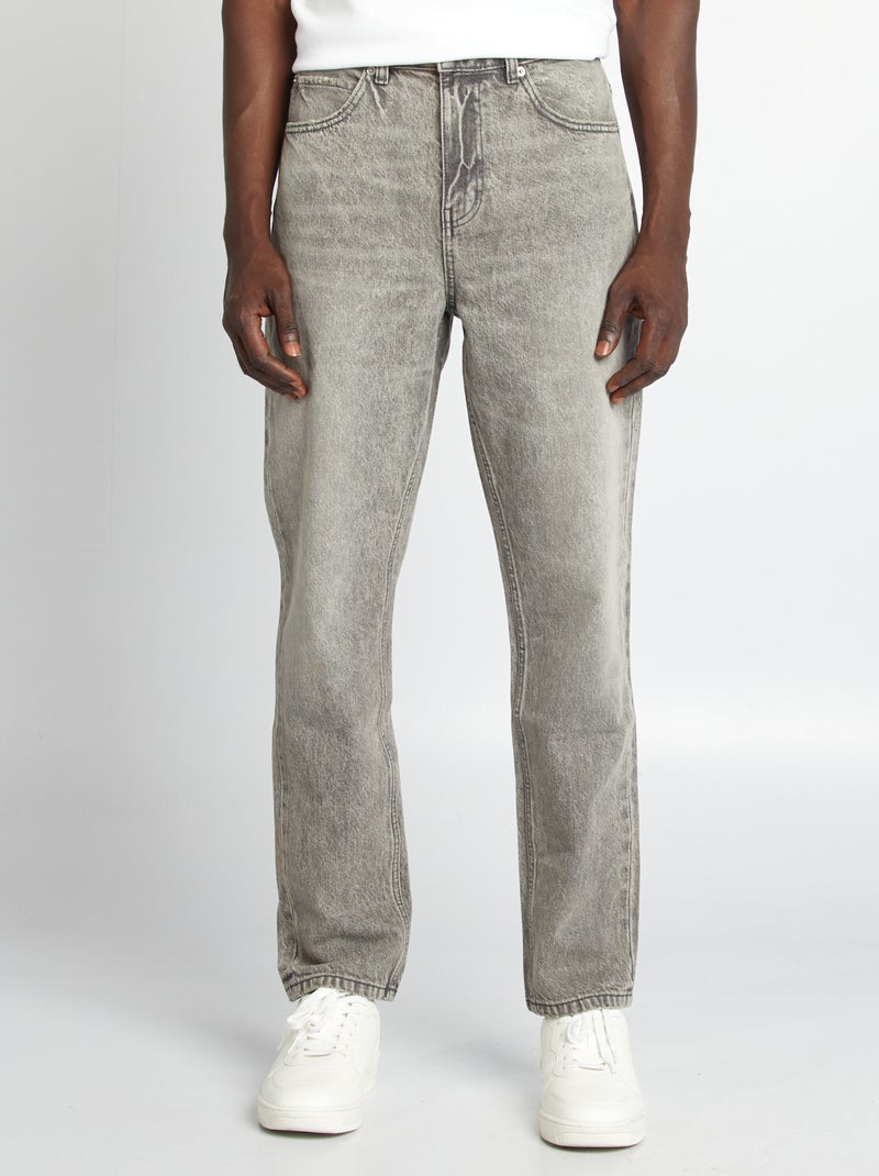 Pantalon denim straight 5 poches Gris - Kiabi