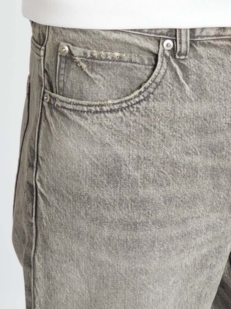 Pantalon denim straight 5 poches Gris - Kiabi