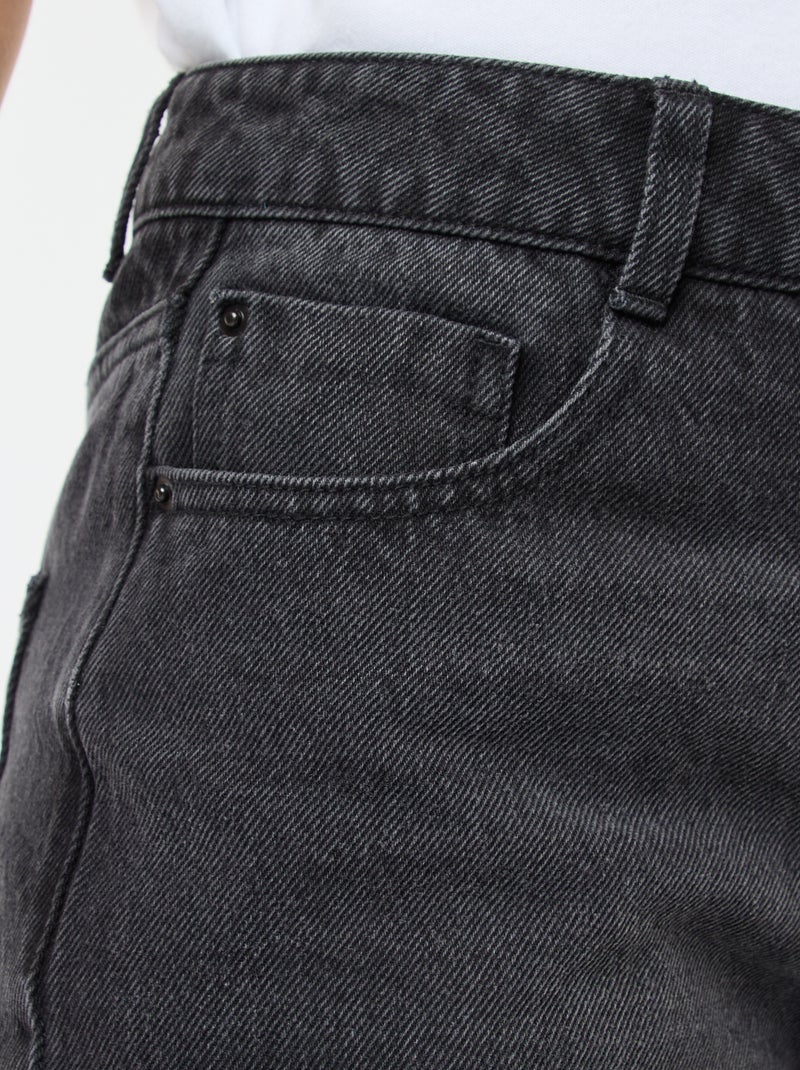 Pantalon denim straight en coton - L34 Noir - Kiabi