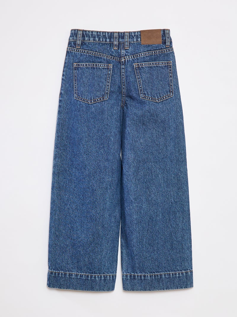 Pantalon denim wide effet plissé Bleu - Kiabi