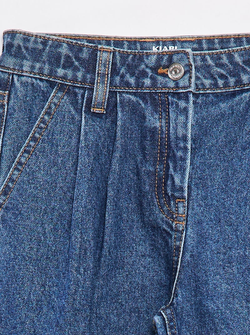 Pantalon denim wide effet plissé Bleu - Kiabi