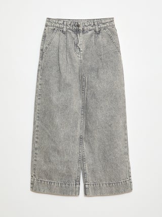 Pantalon denim wide effet plissé