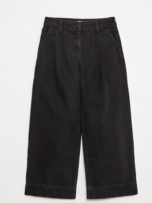 Pantalon denim wide effet plissé - Kiabi