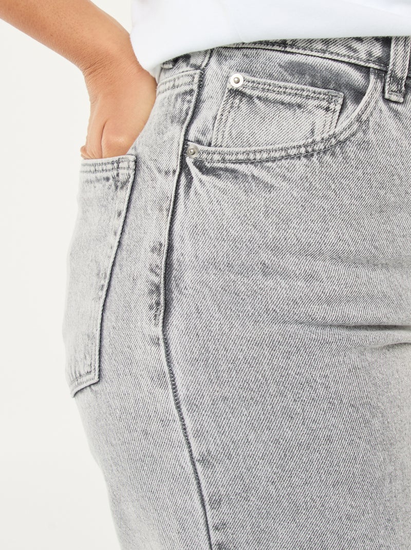 Pantalon denim wide leg - L28 Gris - Kiabi
