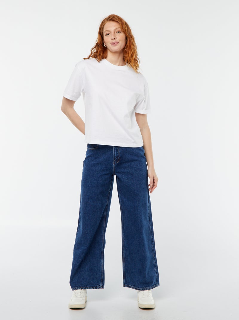 Pantalon denim wide leg - L28 Stone - Kiabi